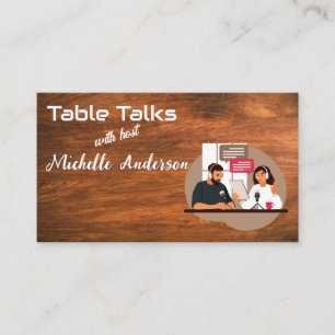 People Talking on Podcast   Wood  Business Card
