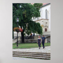 People Walking by Cathedral, Bratislava