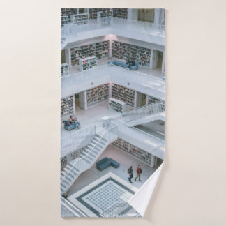 PEOPLE WALKING INSIDE LIBRARY BATH TOWEL