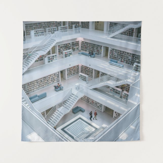 PEOPLE WALKING INSIDE LIBRARY TAPESTRY (Front)