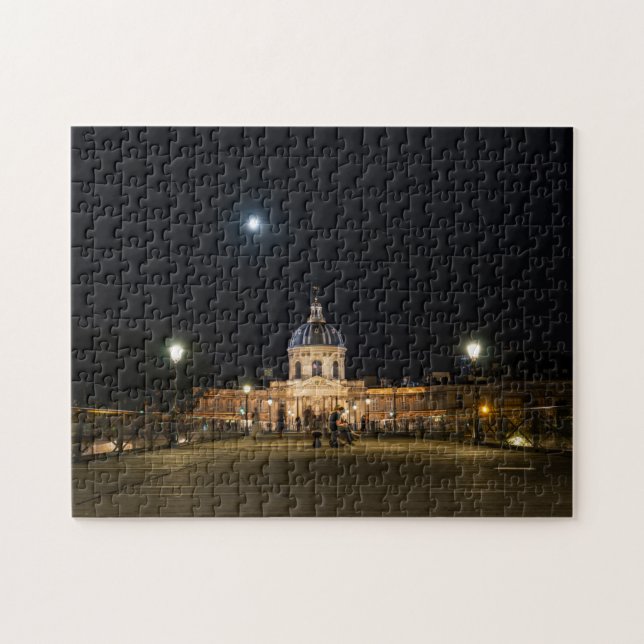 People walking on Pont des Arts at nigth - Paris Jigsaw Puzzle (Horizontal)