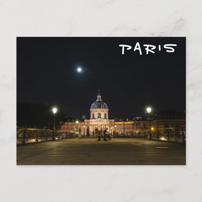 People walking on Pont des Arts at nigth - Paris Postcard (Front)
