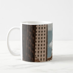 PEOPLE WALKING ON STREET NEAR HIGH RISE BUILDINGS COFFEE MUG