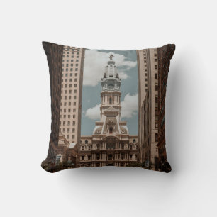 PEOPLE WALKING ON STREET NEAR HIGH RISE BUILDINGS CUSHION