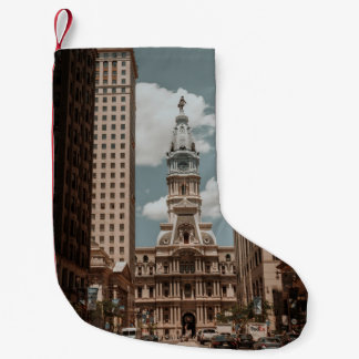 PEOPLE WALKING ON STREET NEAR HIGH RISE BUILDINGS SMALL CHRISTMAS STOCKING