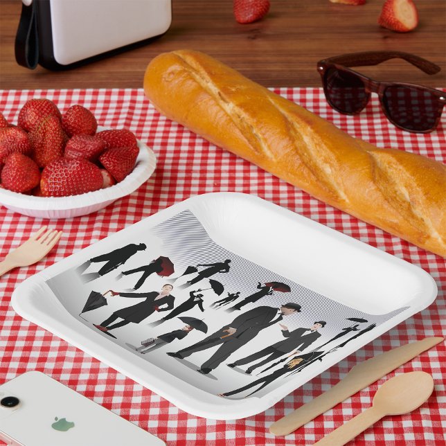 People With Umbrellas Paper Plate (Creator Uploaded)