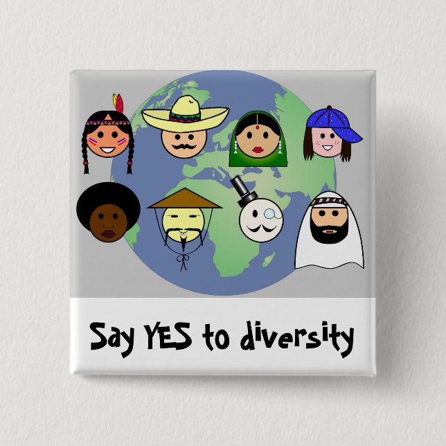 People worldwide anti racism pro diversity 15 cm square badge (Front)