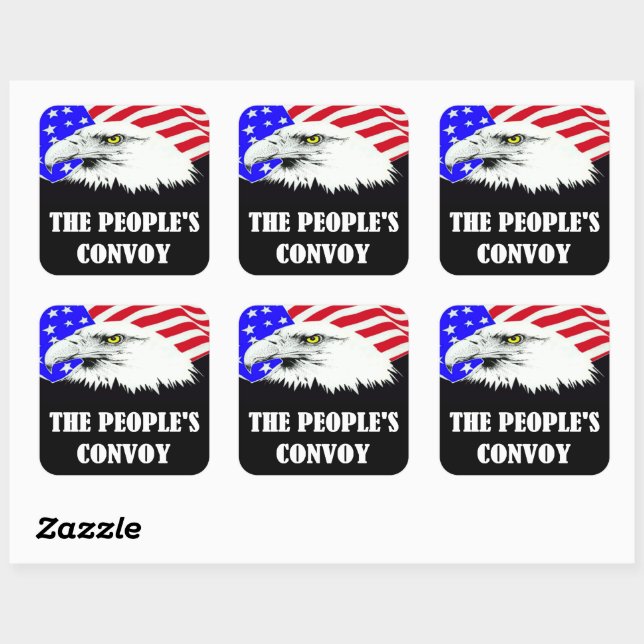 People's Convoy American Eagle Square Sticker (Sheet)