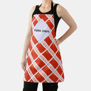 People's Republic China Chinese Flag Tiled Persona Apron