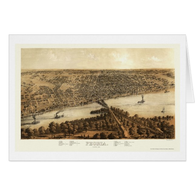 Peoria, IL Panoramic Map - 1867 (Front Horizontal)