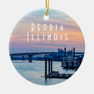 Peoria Illinois at Sunset  Ceramic Tree Decoration