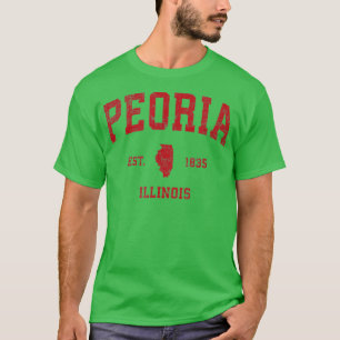 Peoria Illinois IL Vintage Sports Design Red Print T-Shirt