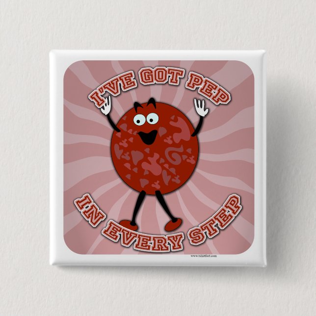 Pep in Step Fun Pizza Cartoon Fun Character 15 Cm Square Badge (Front)