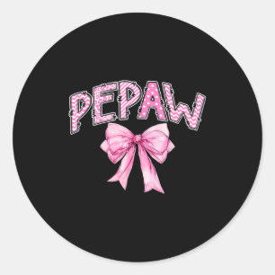 Pepaw birthday girl matching coquette pink bow  classic round sticker