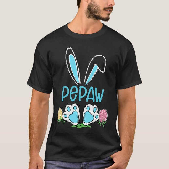 Pepaw Bunny Easter Eggs Matching Family Cute Easte T-Shirt (Front)
