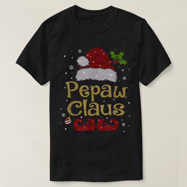 Pepaw Claus Funny Santa Christmas Pajama Family Ma T-Shirt (Design Front)