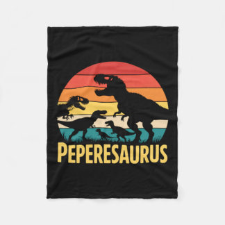 Peperesaurus T Rex Dinosaur Pepere Saurus Family Fleece Blanket