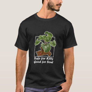 Peperomia Cat Safe Plant Sleeping Fluffy Cat Art T-Shirt