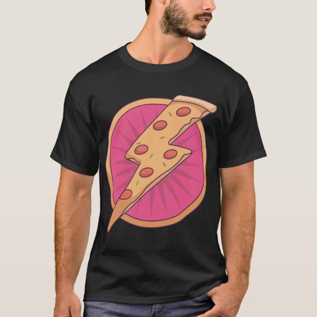 Peperoni pizza slice in the shape of lightning T-Shirt (Front)