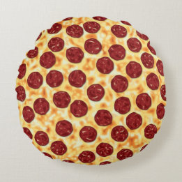 Peperoni Pizza vector art Round Cushion