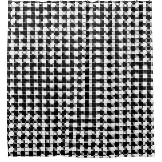 Pepita Squares pattern black & white + your ideas Shower Curtain (Front)