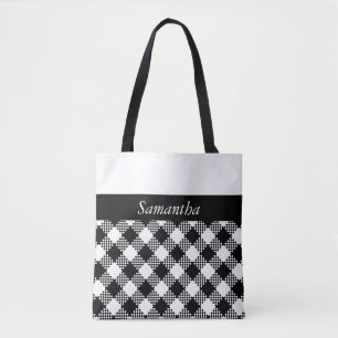 Pepita Squares pattern black & white + your ideas Tote Bag