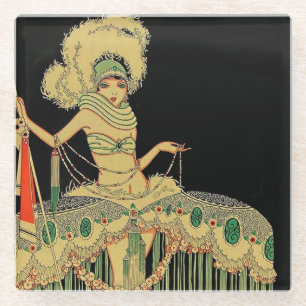 “Peplum Costume” 1926 Magazine Cover by J Carlos Glass Coaster