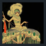 “Peplum Costume” 1926 Magazine Cover by J Carlos Poster<br><div class="desc">Jose Carlos was a multi-talented artist who’s dazzling Art Deco illustrations graced the pages of Brazilian jazz and art periodicals during the 1920’s. His work was reminiscent of Aubrey Beardsley with a sharp modern edge and comic undertones. This image of a starlet wearing a glittering peplum costume was the December...</div>