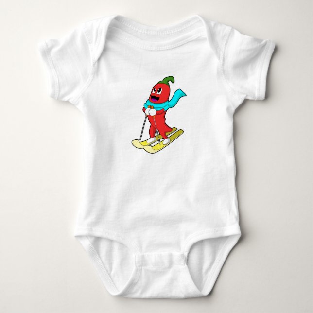 Pepper as Skier with Ski Baby Bodysuit (Front)