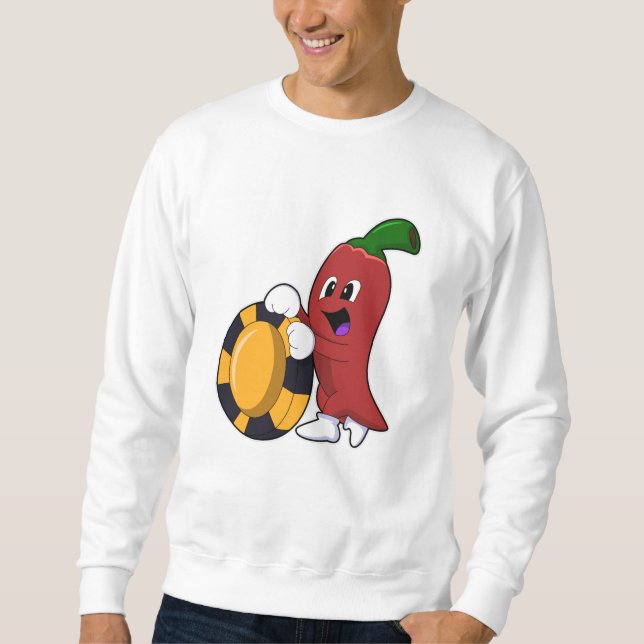 Pepper at Poker with Poker chips Sweatshirt (Front)