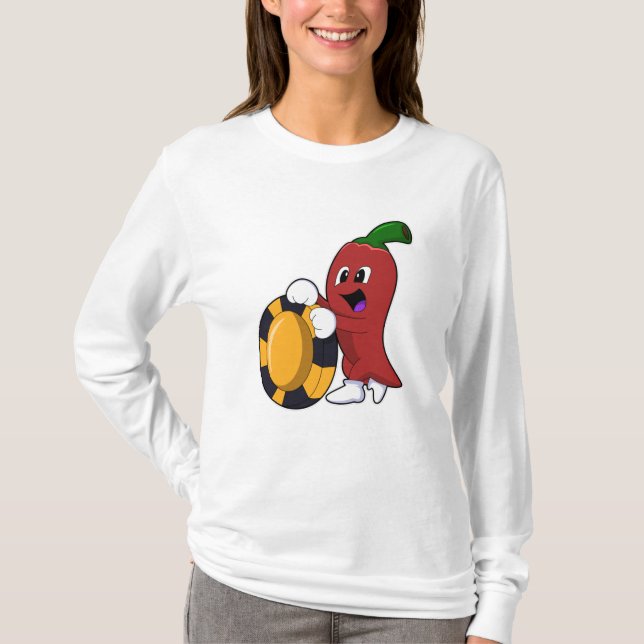 Pepper at Poker with Poker chips T-Shirt (Front)