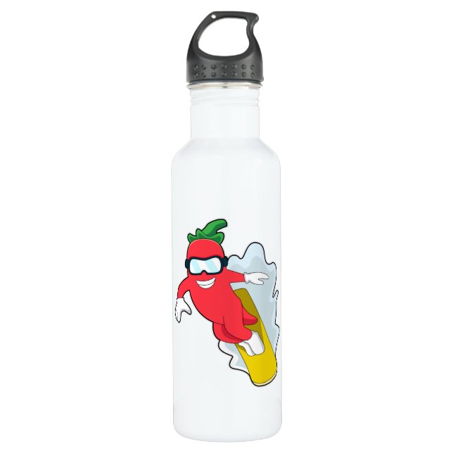 Pepper at Snowboarding with Snowboard 710 Ml Water Bottle (Front)