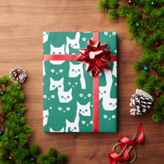 Pepper Green cats fun pattern Wrapping Paper