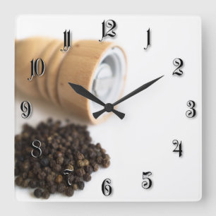 Pepper mill square wall clock
