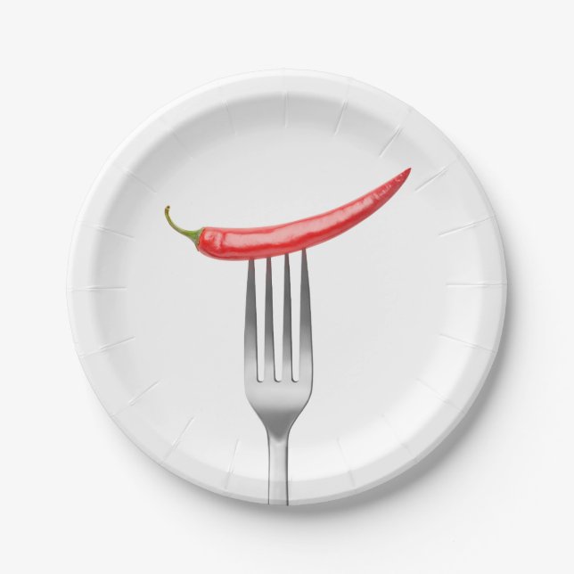 Pepper on a fork paper plate (Front)