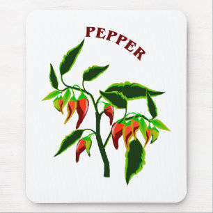 Pepper plant graphic with word pepper mouse mat