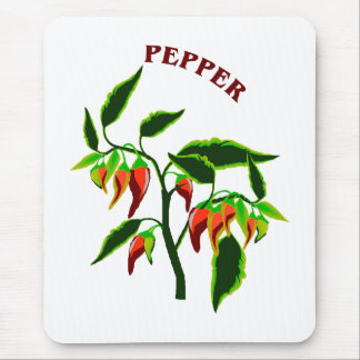 Pepper plant graphic with word pepper mouse mat