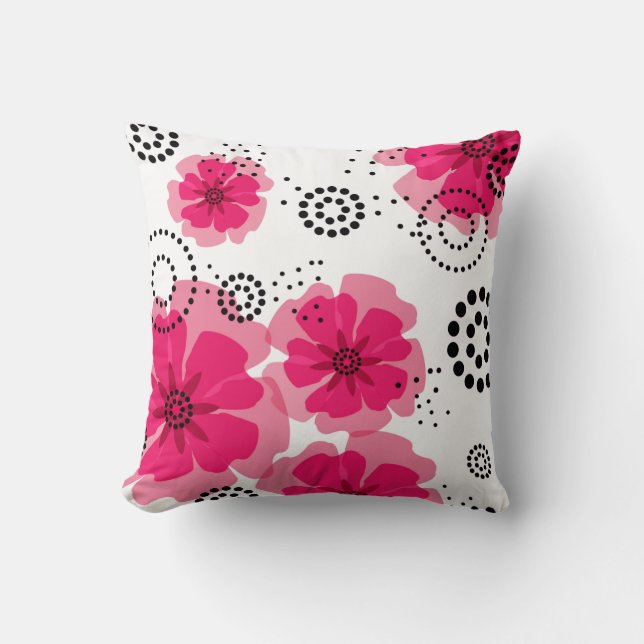 Pepper Poppies | fuschia Cushion (Front)