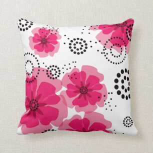 Pepper Poppies   fuschia Cushion