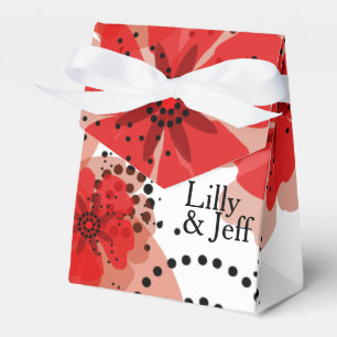 Pepper Poppies red white black Favour Box