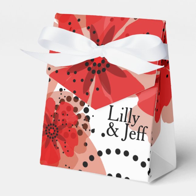 Pepper Poppies | red white black Favour Box (Front Side)