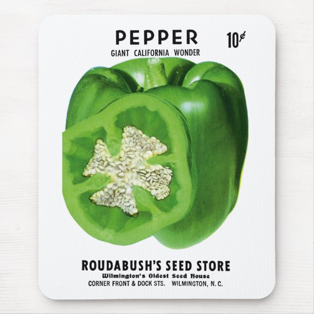 Pepper Seed Packet Label Mouse Mat (Front)