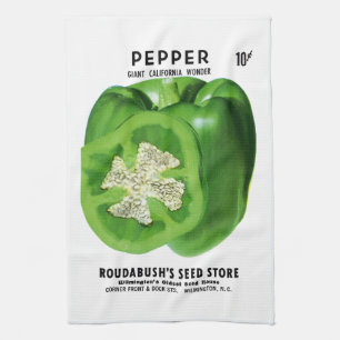 Pepper Seed Packet Label Tea Towel