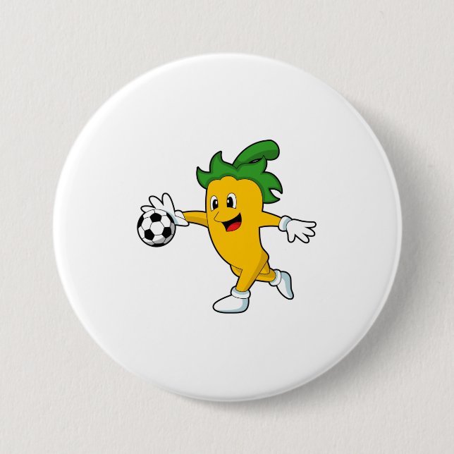 Pepper Vegan as Soccer player with Soccer.PNG 7.5 Cm Round Badge (Front)