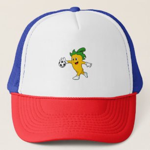 Pepper Vegan as Soccer player with Soccer.PNG Trucker Hat