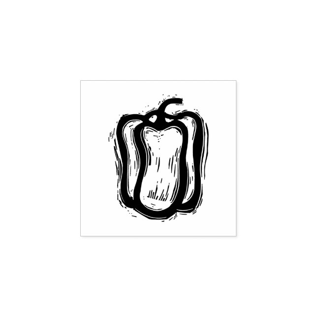Pepper Vegetarian Menu Choice Rustic Linocut  Rubber Stamp (Imprint)