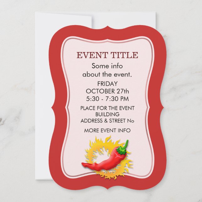 Pepper with flame invitation (Back)