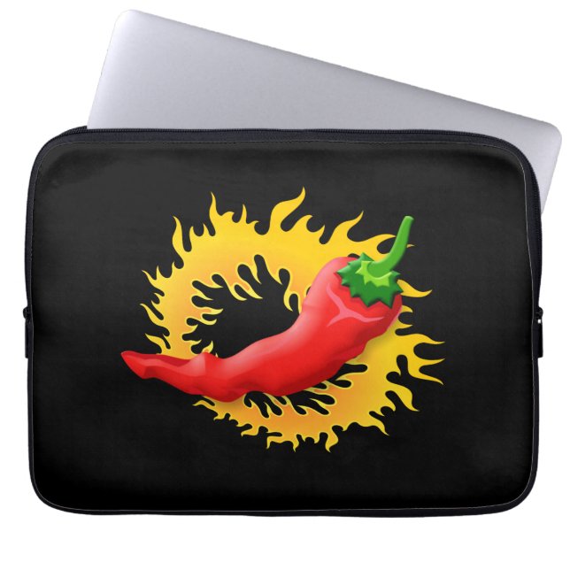 Pepper with flame laptop sleeve (Front)