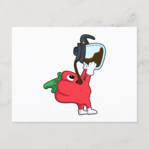 Pepper with Pot of Coffee Postcard