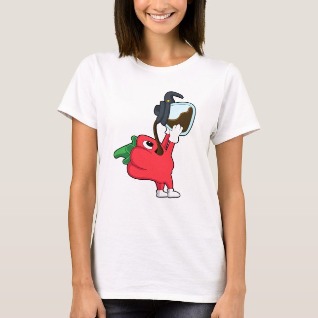 Pepper with Pot of Coffee T-Shirt (Front)
